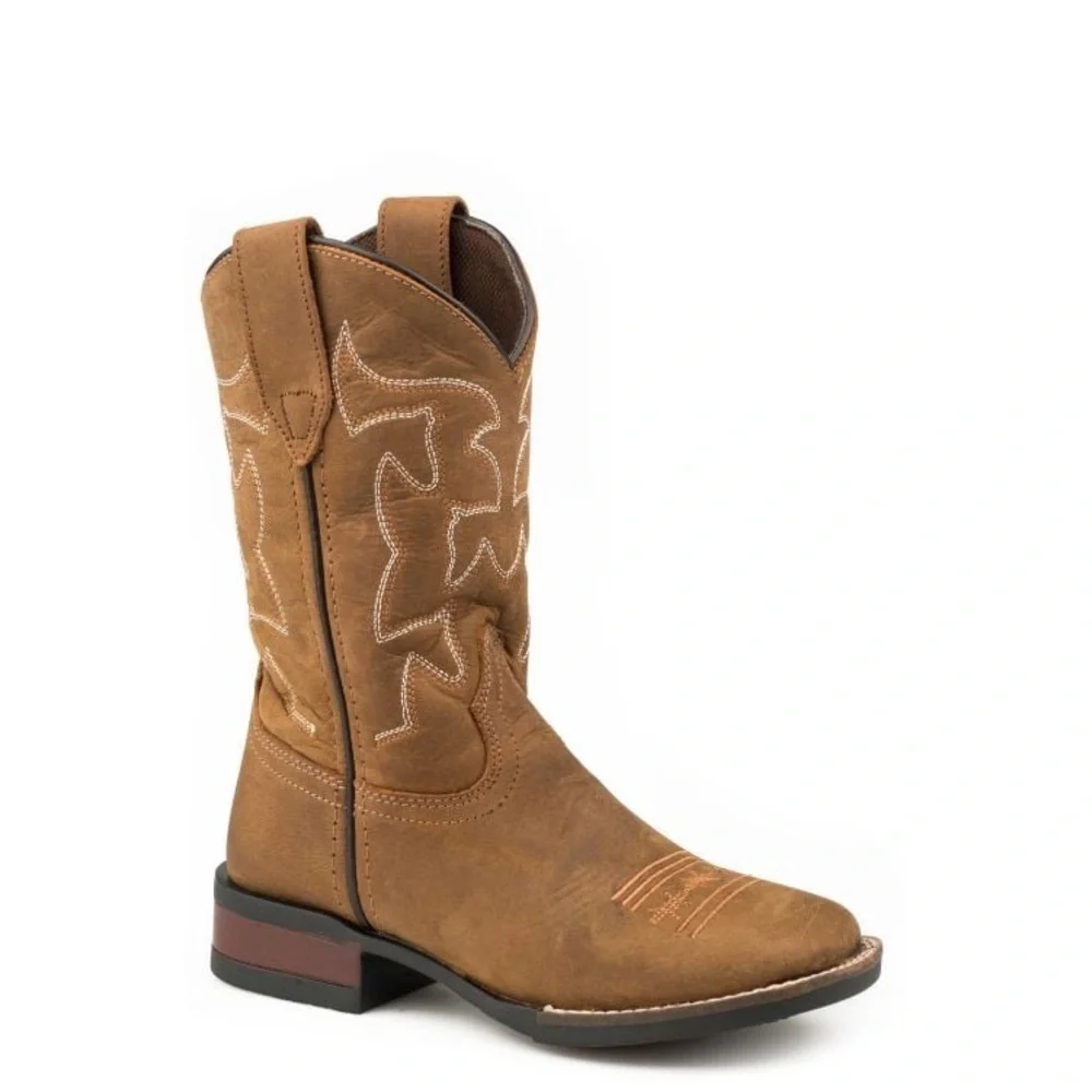 ROPER BOYS' CRAZY HORSE WESTERN BOOTS - SQUARE TOE Kids Tan Cowboy Boots 1